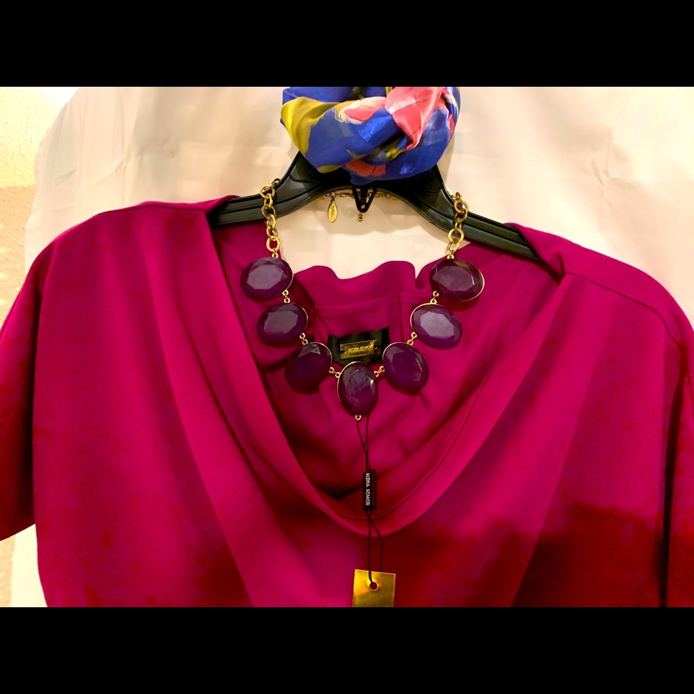 Magenta pink dress.